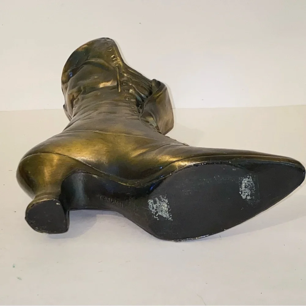 Vintage Cast Bronze Victorian Boot Planter - Picture 9 of 13